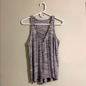 Hollister Grey Lace Up Casual Tank Top